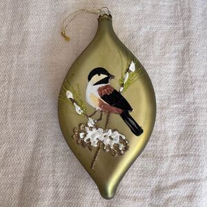Vintage Hand Painted Chickadee Christmas Ornament